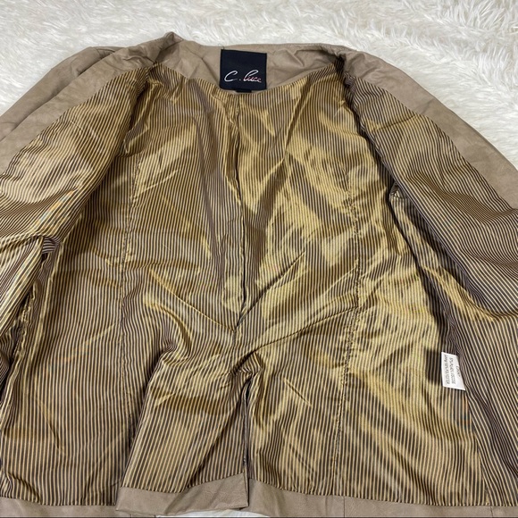 C. Luce Tan Faux Leather Blazer Jacket - Picture 9 of 16